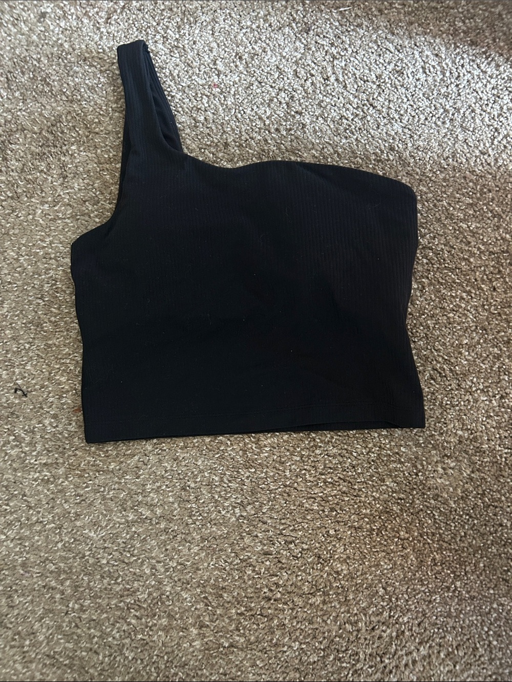 Lululemon Asymmetric Black Ribbed Crop Top